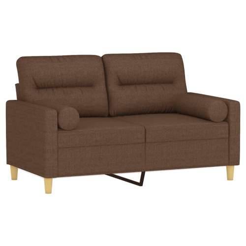 Dvosjed s ukrasnim jastucima smeđi 120 cm od tkanine - Smeđa 120 cm Cijena