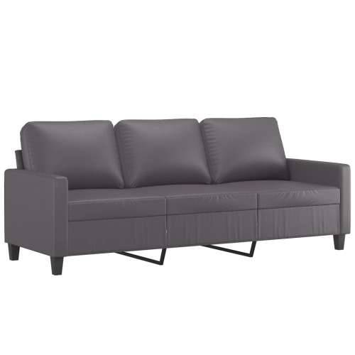 3-dijelni set sofa s jastucima sivi od umjetne kože - Siva s jastučićima i tabureom Cijena