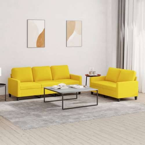 2-dijelni set sofa s jastucima svjetložuti od tkanine - Svjetložuta s jastučićima Cijena
