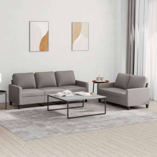 2-dijelni set sofa s jastucima smeđesivi od tkanine - Sivo-smeđa s jastučićima Cijena