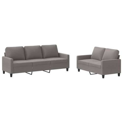 2-dijelni set sofa s jastucima smeđesivi od tkanine - Sivo-smeđa s jastučićima Cijena