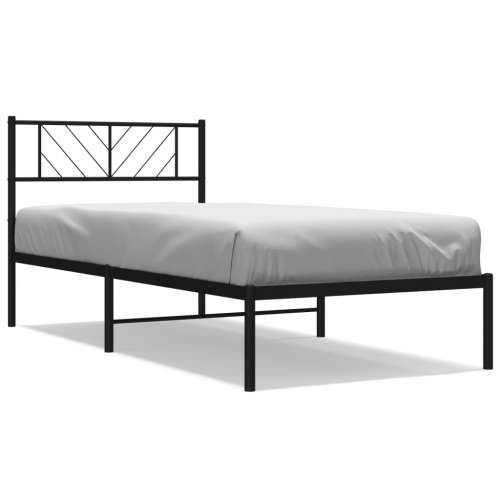 Metalni okvir za krevet s uzglavljem crni 90x200 cm - Crna 90 x 200 cm s uzglavljem Cijena