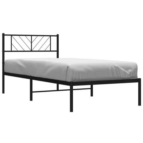 Metalni okvir za krevet s uzglavljem crni 90x200 cm - Crna 90 x 200 cm s uzglavljem Cijena