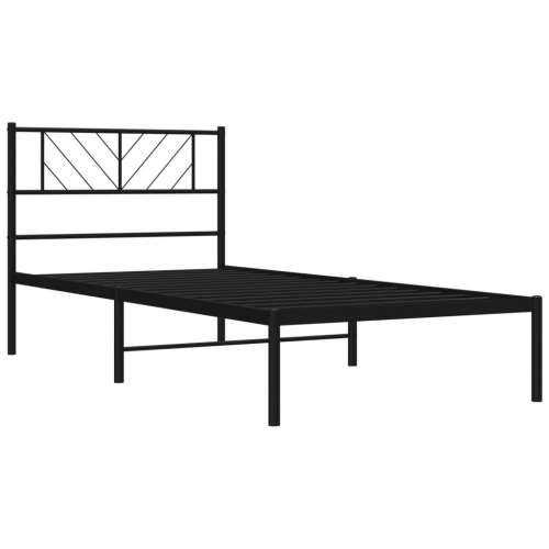 Metalni okvir za krevet s uzglavljem crni 90x200 cm - Crna 90 x 200 cm s uzglavljem Cijena
