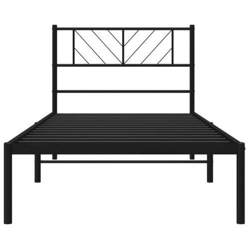 Metalni okvir za krevet s uzglavljem crni 90x200 cm - Crna 90 x 200 cm s uzglavljem Cijena