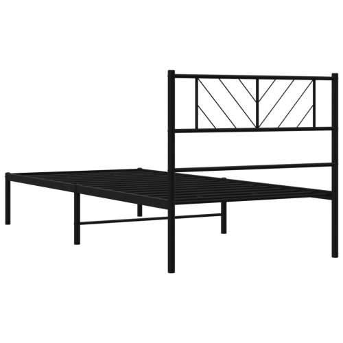Metalni okvir za krevet s uzglavljem crni 90x200 cm - Crna 90 x 200 cm s uzglavljem Cijena