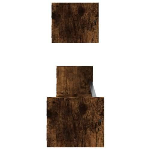 Zidne police s prečkama 2 kom dimljena boja hrasta 80x16x14 cm - Dimljeni hrast 80 x 16 x 14 cm 2 1 Cijena