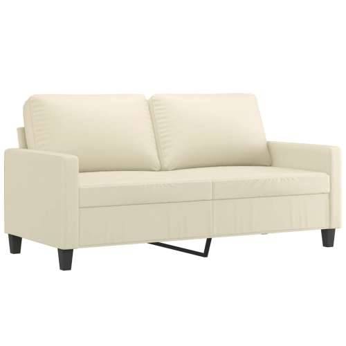 2-dijelni set sofa s jastucima krem od umjetne kože - Krema s jastučićima Cijena