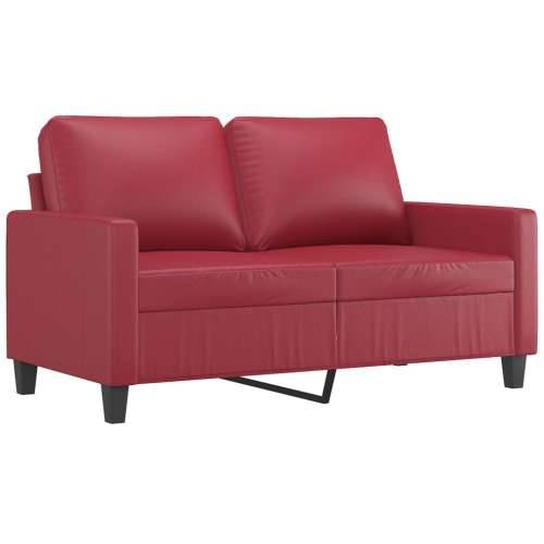 3-dijelni set sofa s jastucima boja vina od umjetne kože - boja crnog vina s jastučićima i tabureom Cijena