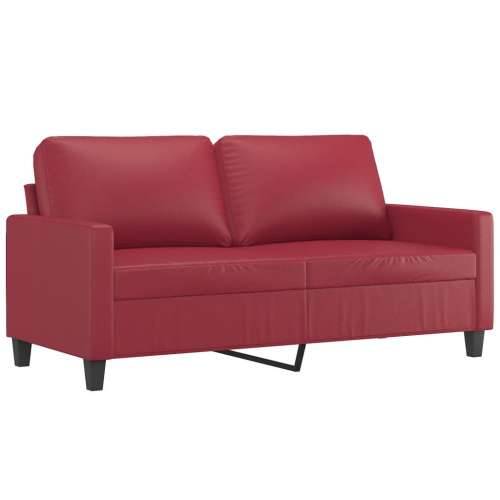 3-dijelni set sofa s jastucima boja vina od umjetne kože - boja crnog vina s jastučićima i tabureom Cijena