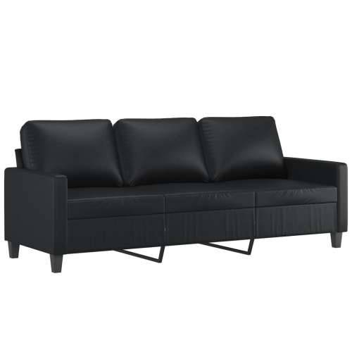 3-dijelni set sofa s jastucima crni od umjetne kože - Crna s jastučićima i tabureom Cijena