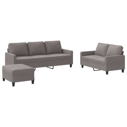 3-dijelni set sofa s jastucima smeđesivi od tkanine - Sivo-smeđa s jastučićima i tabureom Cijena