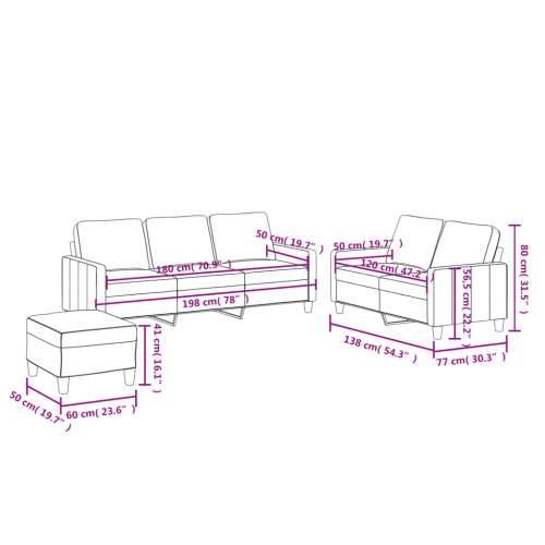 3-dijelni set sofa s jastucima krem od umjetne kože - Krema s jastučićima i tabureom Cijena