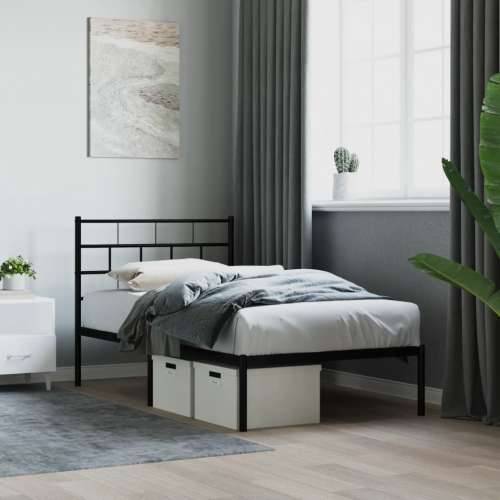 Metalni okvir za krevet s uzglavljem crni 90x200 cm - Crna 90 x 200 cm s uzglavljem Cijena