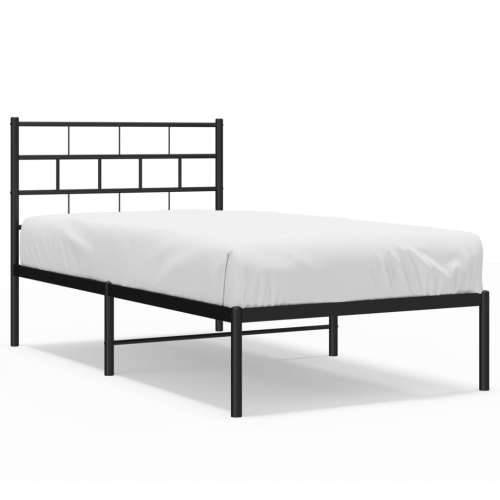 Metalni okvir za krevet s uzglavljem crni 90x200 cm - Crna 90 x 200 cm s uzglavljem Cijena
