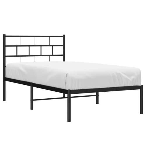 Metalni okvir za krevet s uzglavljem crni 90x200 cm - Crna 90 x 200 cm s uzglavljem Cijena