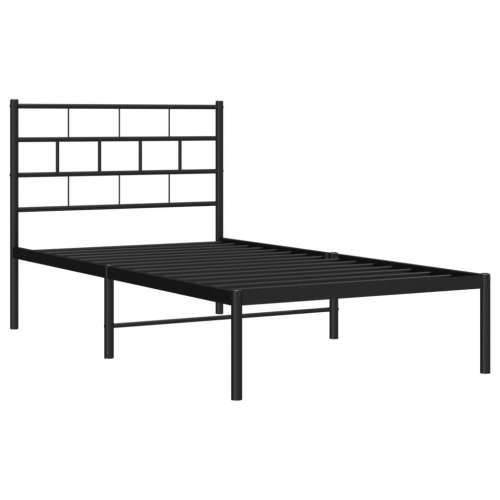 Metalni okvir za krevet s uzglavljem crni 90x200 cm - Crna 90 x 200 cm s uzglavljem Cijena