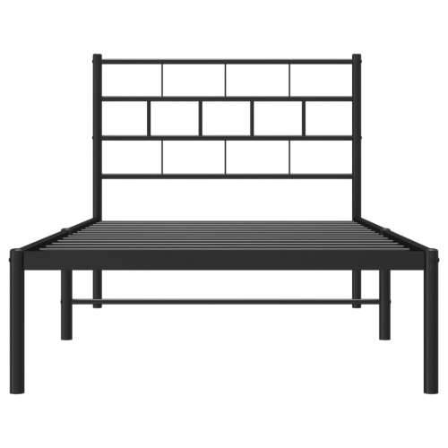 Metalni okvir za krevet s uzglavljem crni 90x200 cm - Crna 90 x 200 cm s uzglavljem Cijena