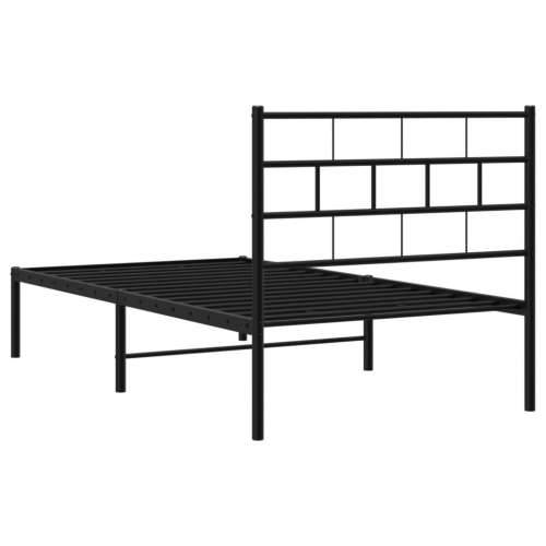 Metalni okvir za krevet s uzglavljem crni 90x200 cm - Crna 90 x 200 cm s uzglavljem Cijena