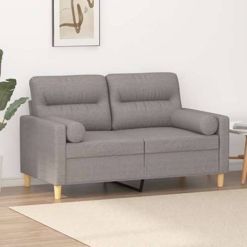 Dvosjed s ukrasnim jastucima smeđesivi 120 cm od tkanine - Sivo-smeđa 120 cm Cijena
