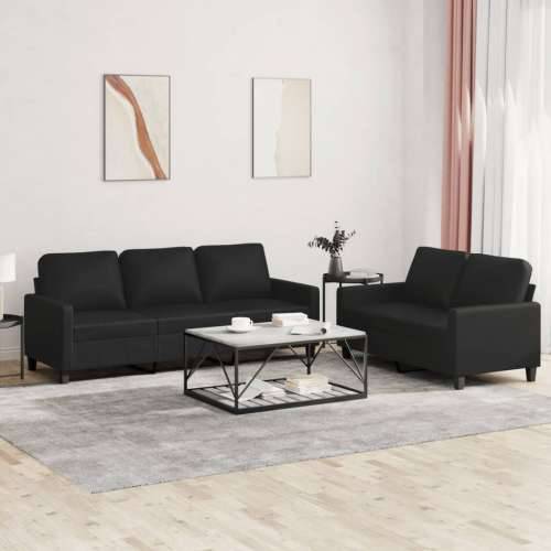 2-dijelni set sofa s jastucima crni od umjetne kože - Crna s jastučićima Cijena