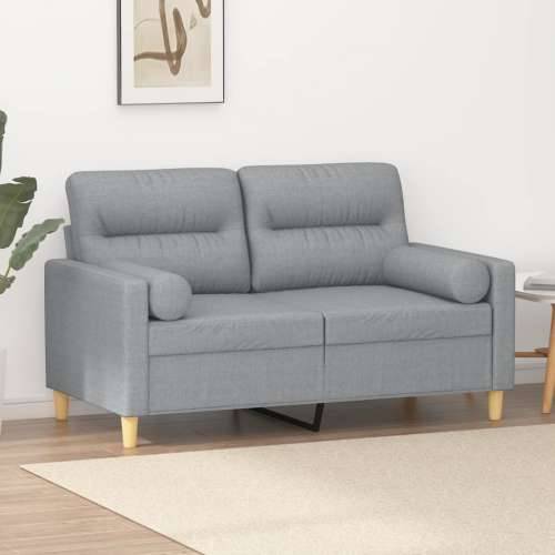 Dvosjed s ukrasnim jastucima svjetlosivi 120 cm od tkanine - Svjetlosiva 120 cm Cijena