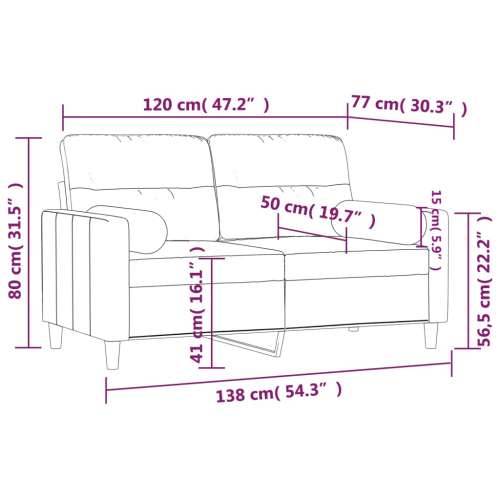 Dvosjed s ukrasnim jastucima svjetlosivi 120 cm od tkanine - Svjetlosiva 120 cm Cijena