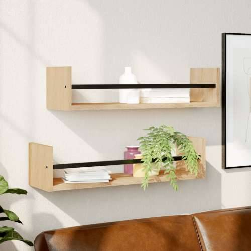 Zidne police s prečkama 2 kom boja hrasta sonome 60x16x14 cm - sonoma hrast 60 x 16 x 14 cm 2 1 Cijena