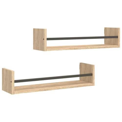 Zidne police s prečkama 2 kom boja hrasta sonome 60x16x14 cm - sonoma hrast 60 x 16 x 14 cm 2 1 Cijena