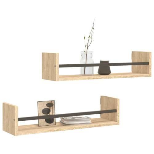 Zidne police s prečkama 2 kom boja hrasta sonome 60x16x14 cm - sonoma hrast 60 x 16 x 14 cm 2 1 Cijena