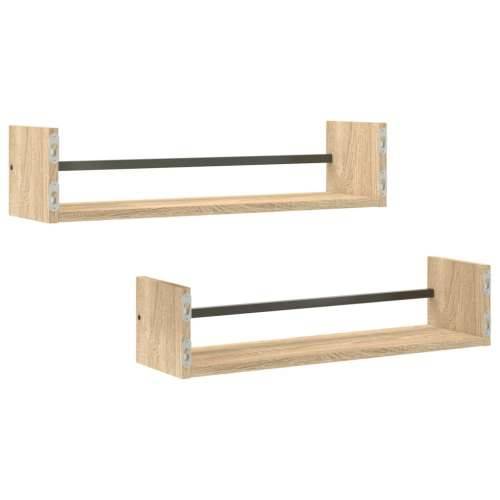 Zidne police s prečkama 2 kom boja hrasta sonome 60x16x14 cm - sonoma hrast 60 x 16 x 14 cm 2 1 Cijena