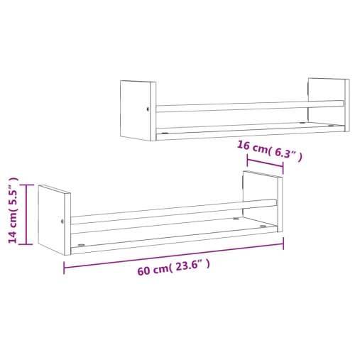 Zidne police s prečkama 2 kom boja hrasta sonome 60x16x14 cm - sonoma hrast 60 x 16 x 14 cm 2 1 Cijena