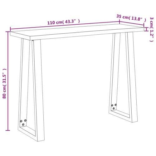 Konzolni stol sa živim rubom 110x35x80 cm masivno drvo bagrema - 110 x 35 x 80 cm 1 Cijena