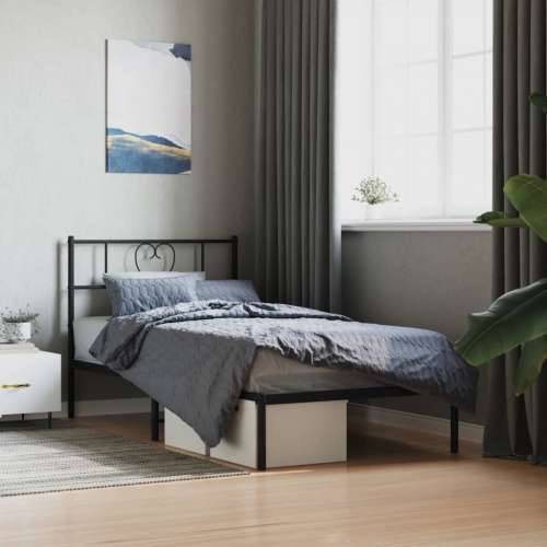 Metalni okvir za krevet s uzglavljem crni 100x190 cm - Crna 100 x 190 cm s uzglavljem Cijena