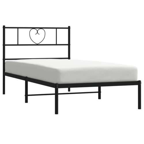 Metalni okvir za krevet s uzglavljem crni 100x190 cm - Crna 100 x 190 cm s uzglavljem Cijena