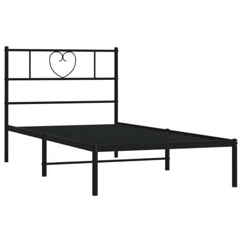 Metalni okvir za krevet s uzglavljem crni 100x190 cm - Crna 100 x 190 cm s uzglavljem Cijena
