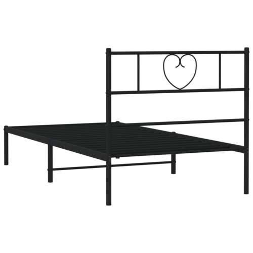 Metalni okvir za krevet s uzglavljem crni 100x190 cm - Crna 100 x 190 cm s uzglavljem Cijena