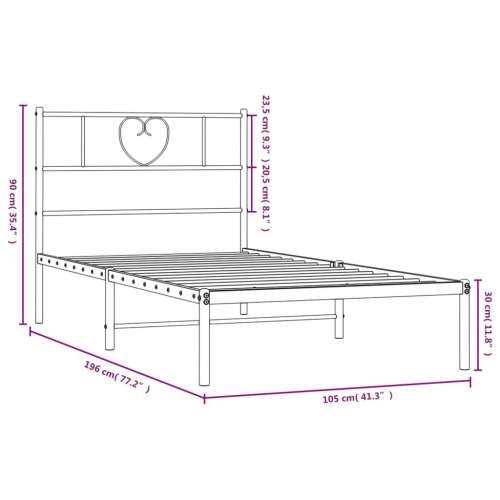 Metalni okvir za krevet s uzglavljem crni 100x190 cm - Crna 100 x 190 cm s uzglavljem Cijena