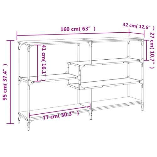 Konzolni stol crni 160 x 32 x 95 cm od konstruiranog drva - Crna 1 160 cm Cijena