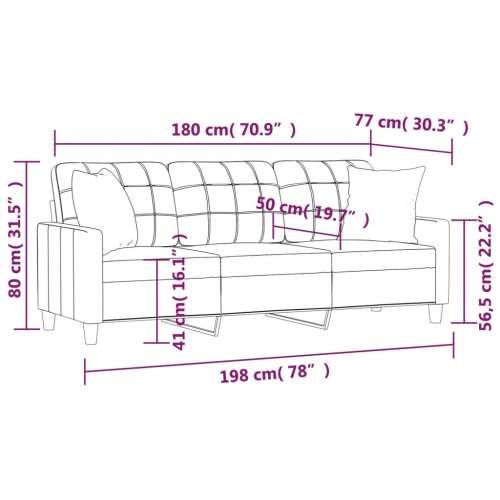 Trosjed s ukrasnim jastucima crni 180 cm od umjetne kože - Crna 180 cm Cijena