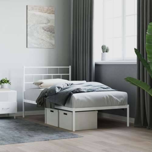 Metalni okvir za krevet s uzglavljem bijeli 90x200 cm - Bijela 90 x 200 cm s uzglavljem Cijena