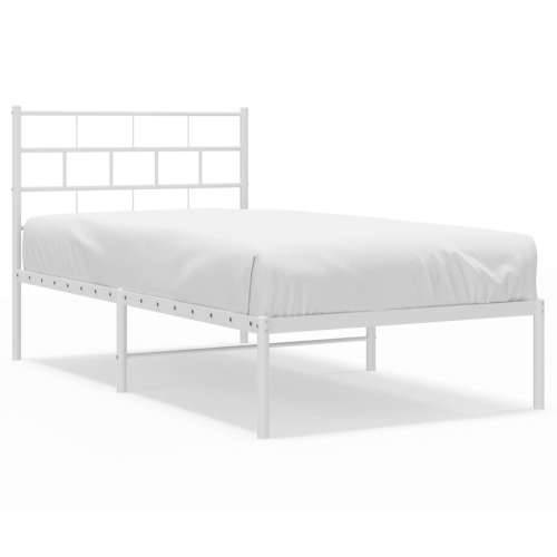 Metalni okvir za krevet s uzglavljem bijeli 90x200 cm - Bijela 90 x 200 cm s uzglavljem Cijena