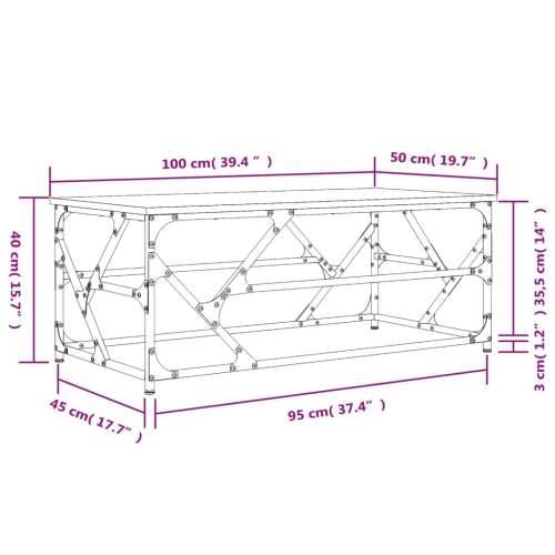 Stolić za kavu crni 100 x 50 x 40 cm konstruirano drvo - Crna 100 x 50 x 40 cm 1 Cijena