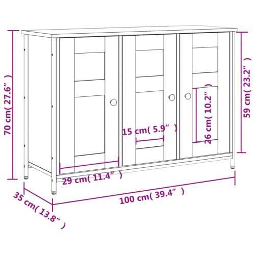 Komoda smeđa boja hrasta 100 x 35 x 70 cm od konstruiranog drva - Smeđi hrast 1 Cijena
