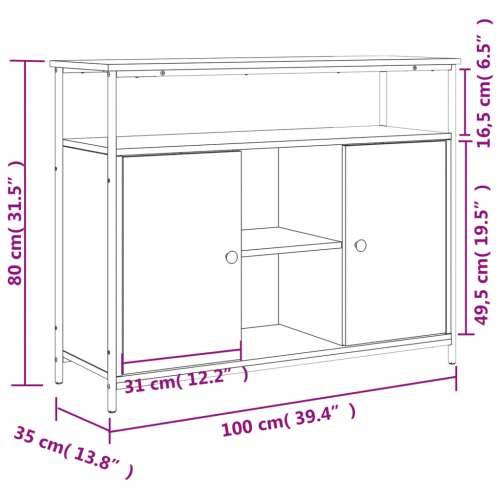 Komoda boja dimljenog hrasta 100x35x80 cm konstruirano drvo - Dimljeni hrast 1 Cijena