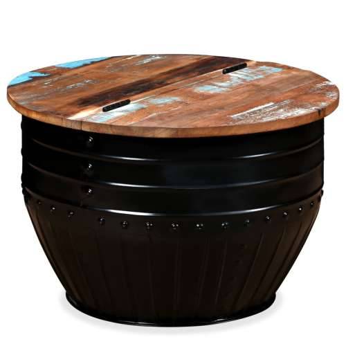 Stolić za Kavu od Masivnog Obnovljenog Drva Crni u Obliku Bačve Cijena