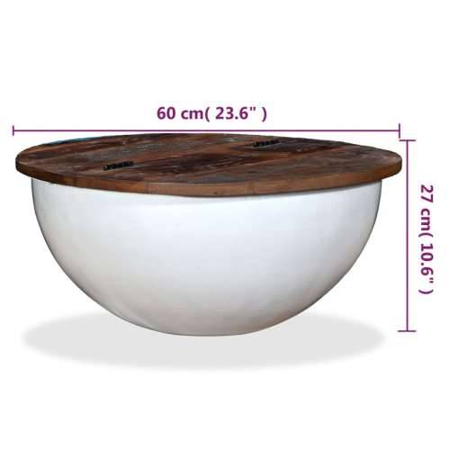 Stolić za kavu od masivnog obnovljenog drva bijeli oblik zdjele Cijena