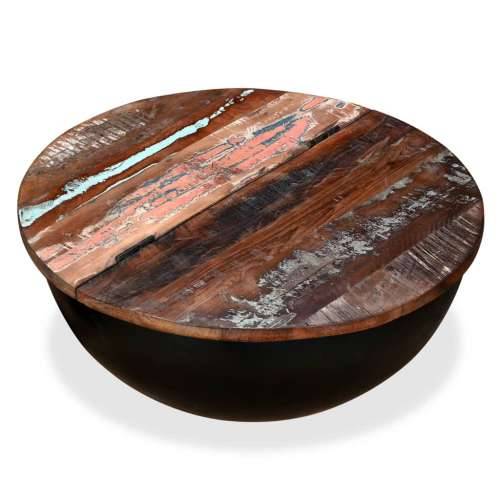 Stolić za Kavu od Masivnog Obnovljenog Drva Crni u Obliku Zdjele Cijena