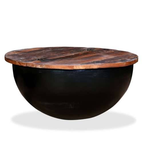 Stolić za Kavu od Masivnog Obnovljenog Drva Crni u Obliku Zdjele Cijena