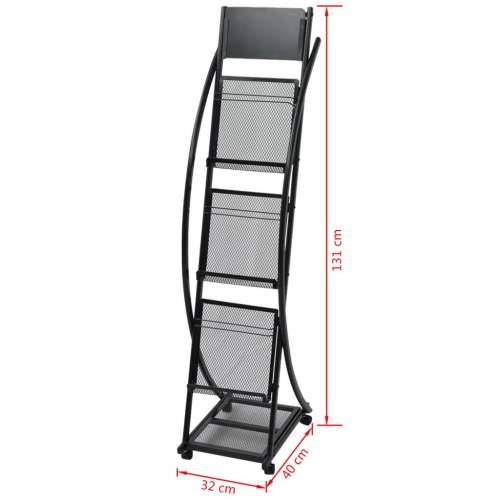 Stalak za Časopise 40x32x131 cm Crni A4 Cijena